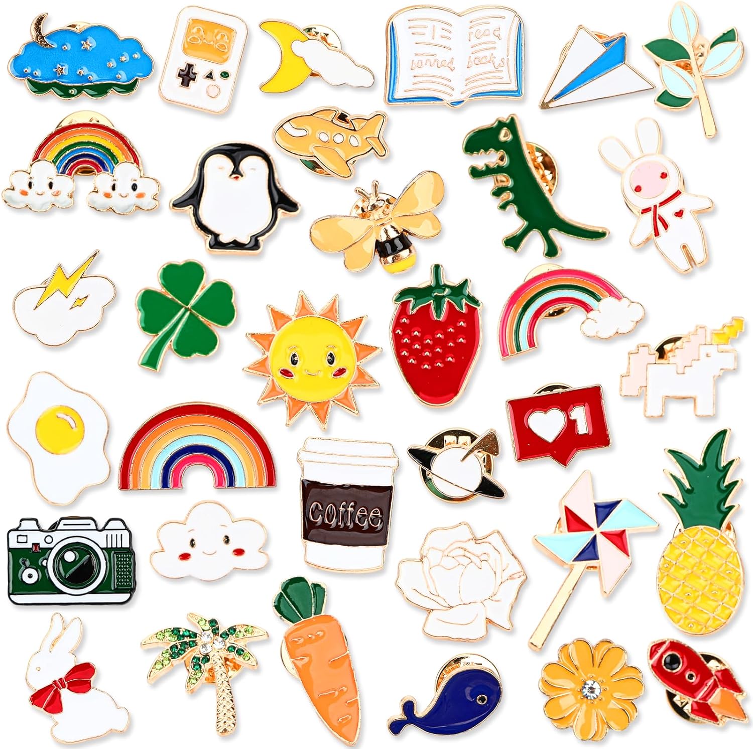 Enamel Pins, Enamel Brooches Set, Brooch Button for Backpack, Bags, Hat, Jacket -36 PCS Enamel Pins, Enamel Brooches Set, Brooch Button for Backpack, Bags, Hat, Jacket -36 PCS